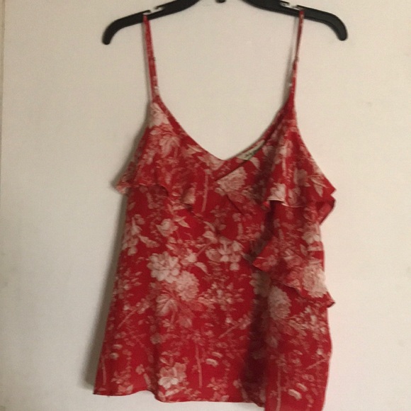 1 LEFT! NEW Lucky Brand red ruffle silk top - Picture 2 of 8